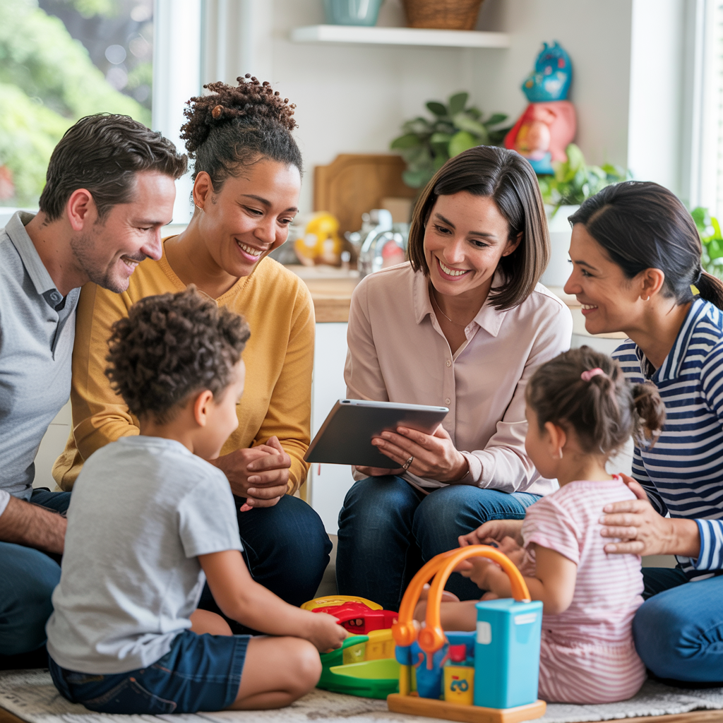 Families meeting with a nanny